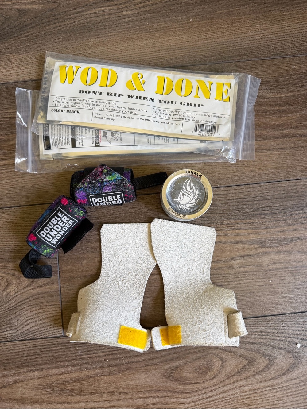 WOD & DONE grips, Double Under Wonder wraps, iChalk, & Victory Grips